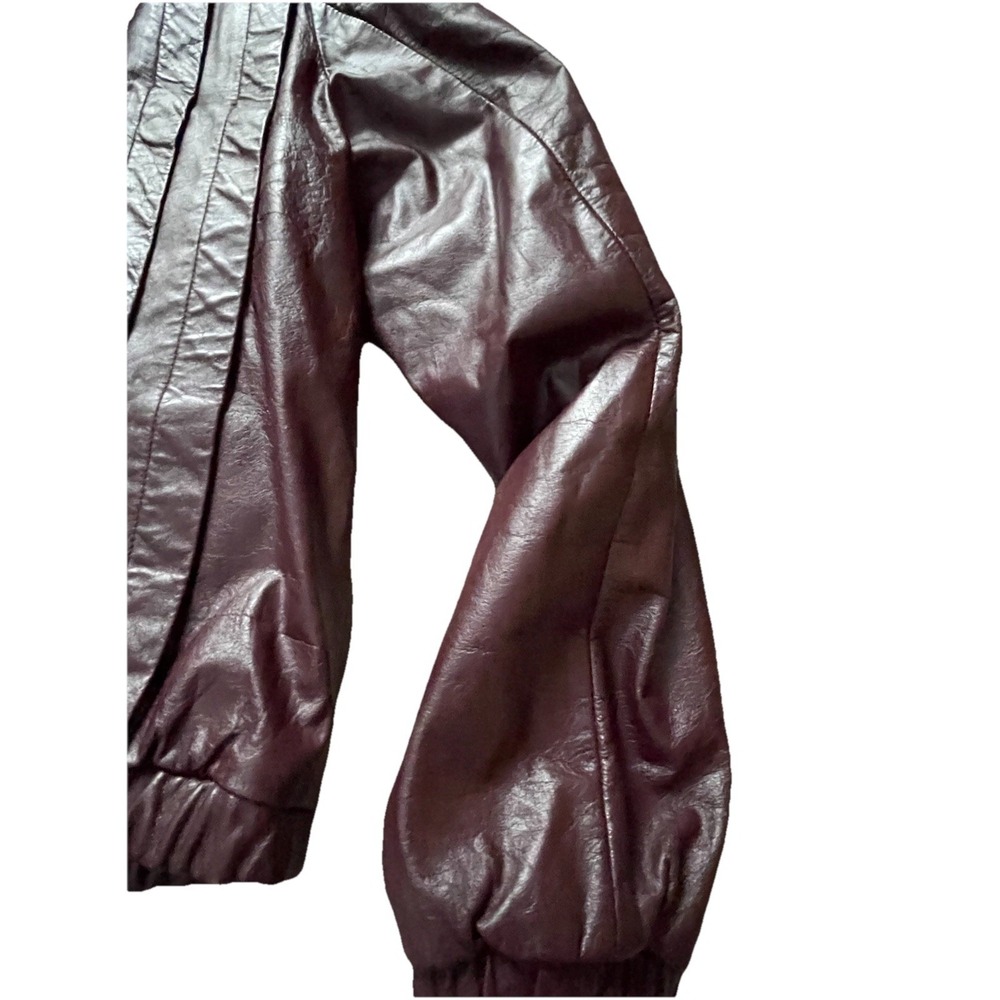 Vintage Verducci Women's Oxblood Leather‎ Moto Bomber Jacket Shearling Quilted - Picture 14 of 14